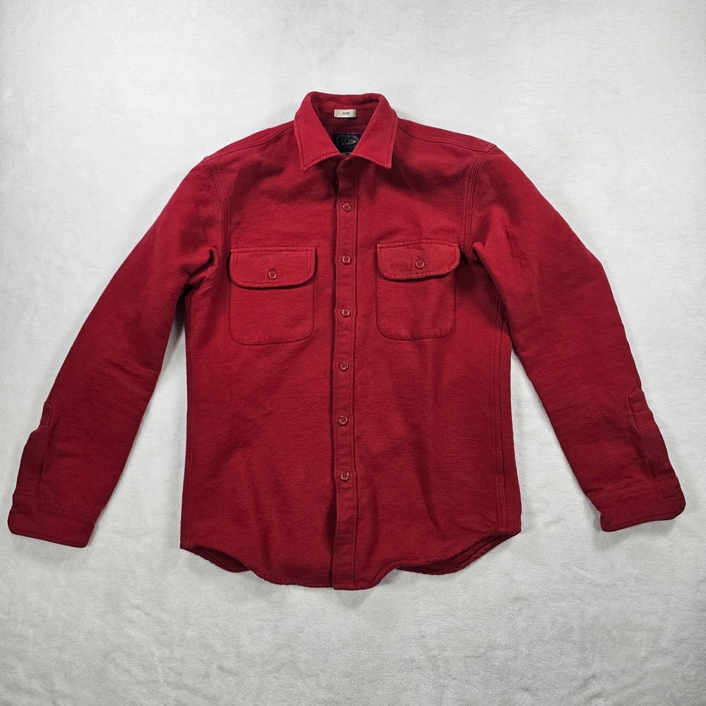 J. Crew Flannel Shirt Mens Medium Red Good Slim Fit Heavy Cotton K1204